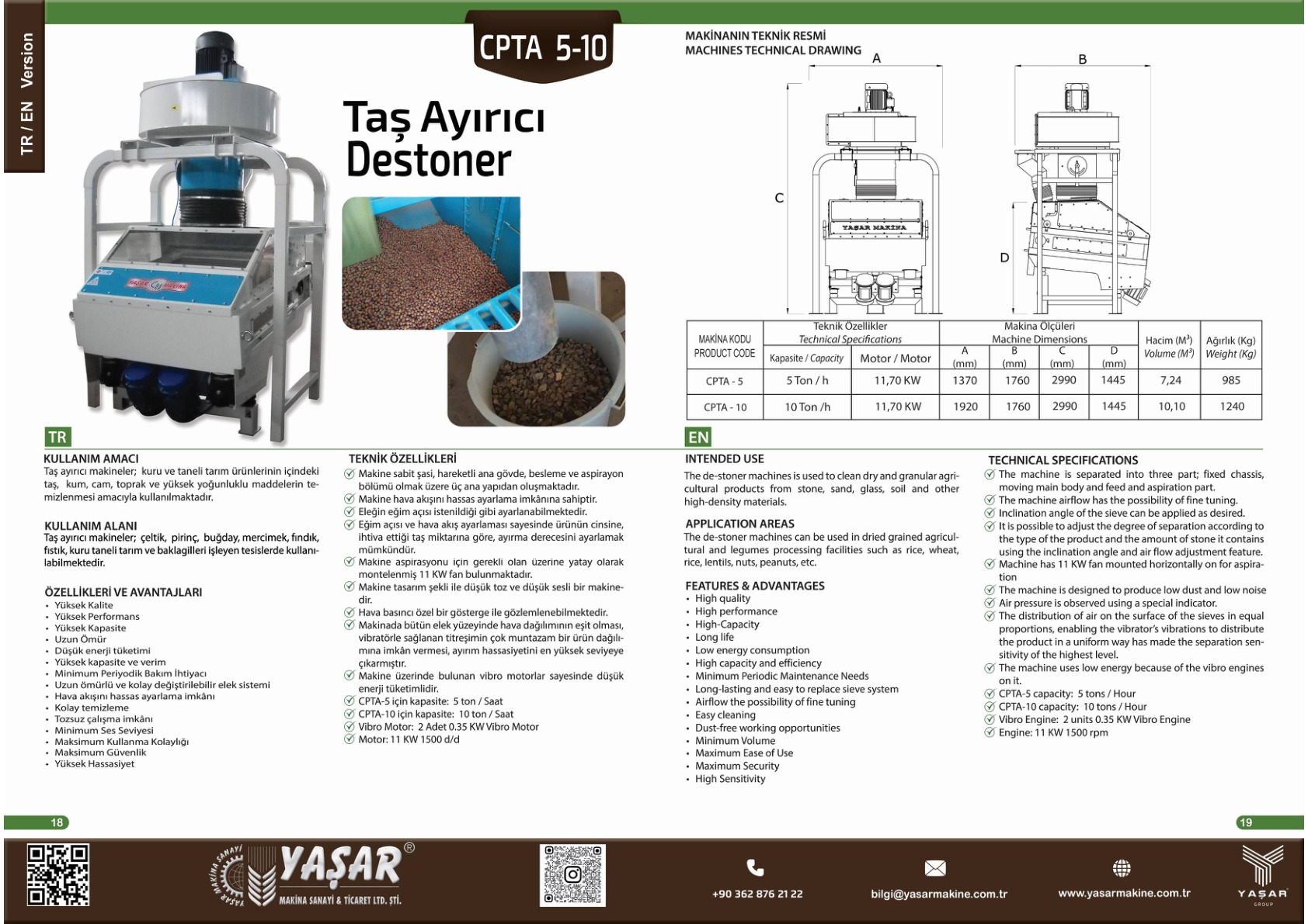 Taş Ayırıcı katalog sayfası