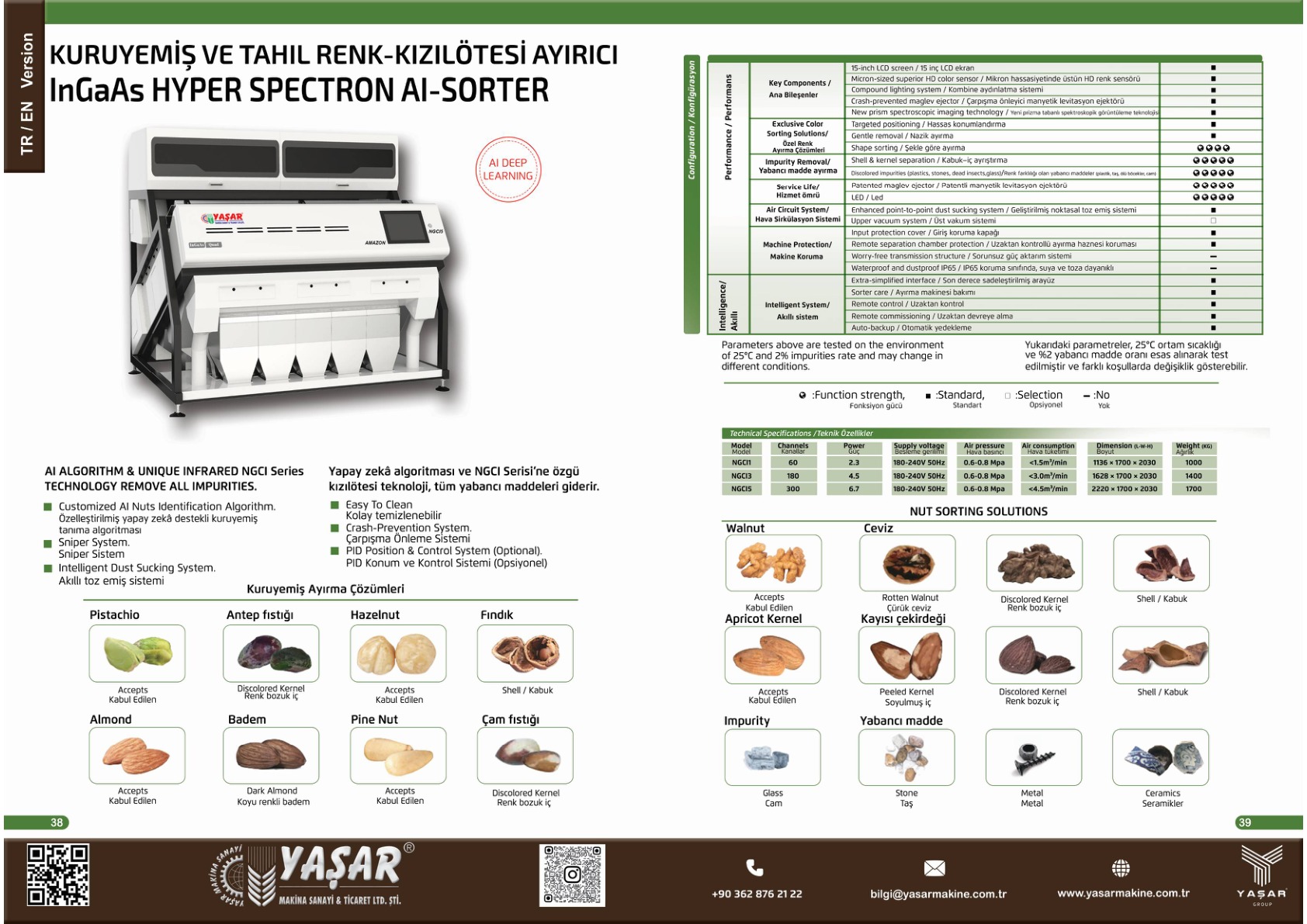 Kuruyemiş ve Tahıl Renk-Kızılötesi Ayırıcı katalog sayfası