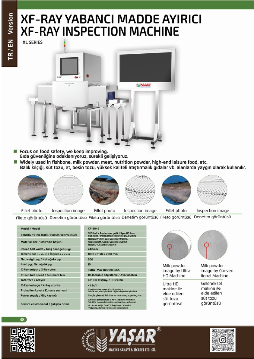 XF-Ray Yabancı Madde Ayırıcı katalog sayfası