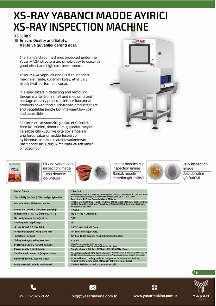 XS-Ray Yabancı Madde Ayırıcı katalog sayfası